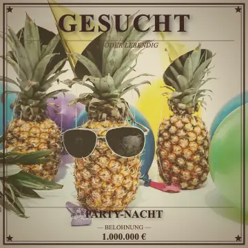 Steckbrief-Effekt auf einer Ananas – Online-Fotobox